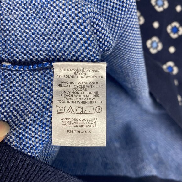 Loft Women's Geometric Floral Jacquard Sweater Vest Size M Navy Blue - Picture 4 of 8